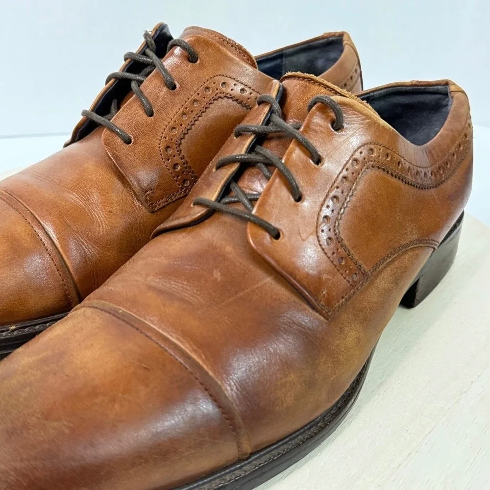 Cole Haan Mens Dress Shoes Buckland Cap Toe Size 12 M Oxford Brown Leather Shoes